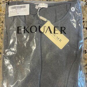 Ekouaer 3 Piece Maternity/Nursing Pajamas Set Postpartum (L - Grey)